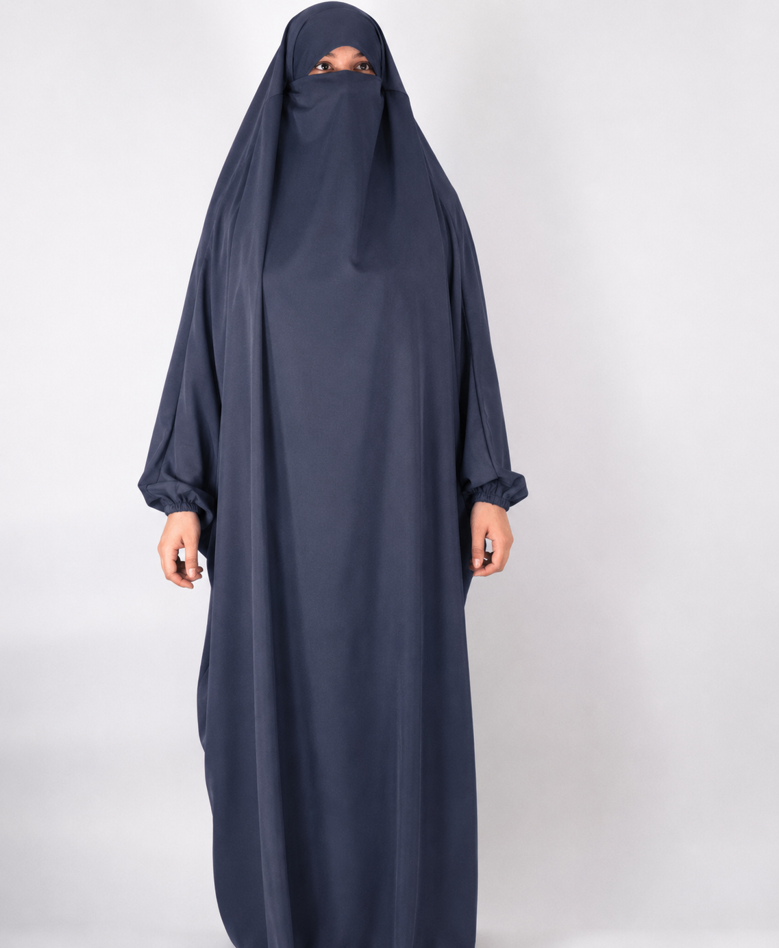 Full Length Puffy Sleeve Jilbab in Midnight Slate