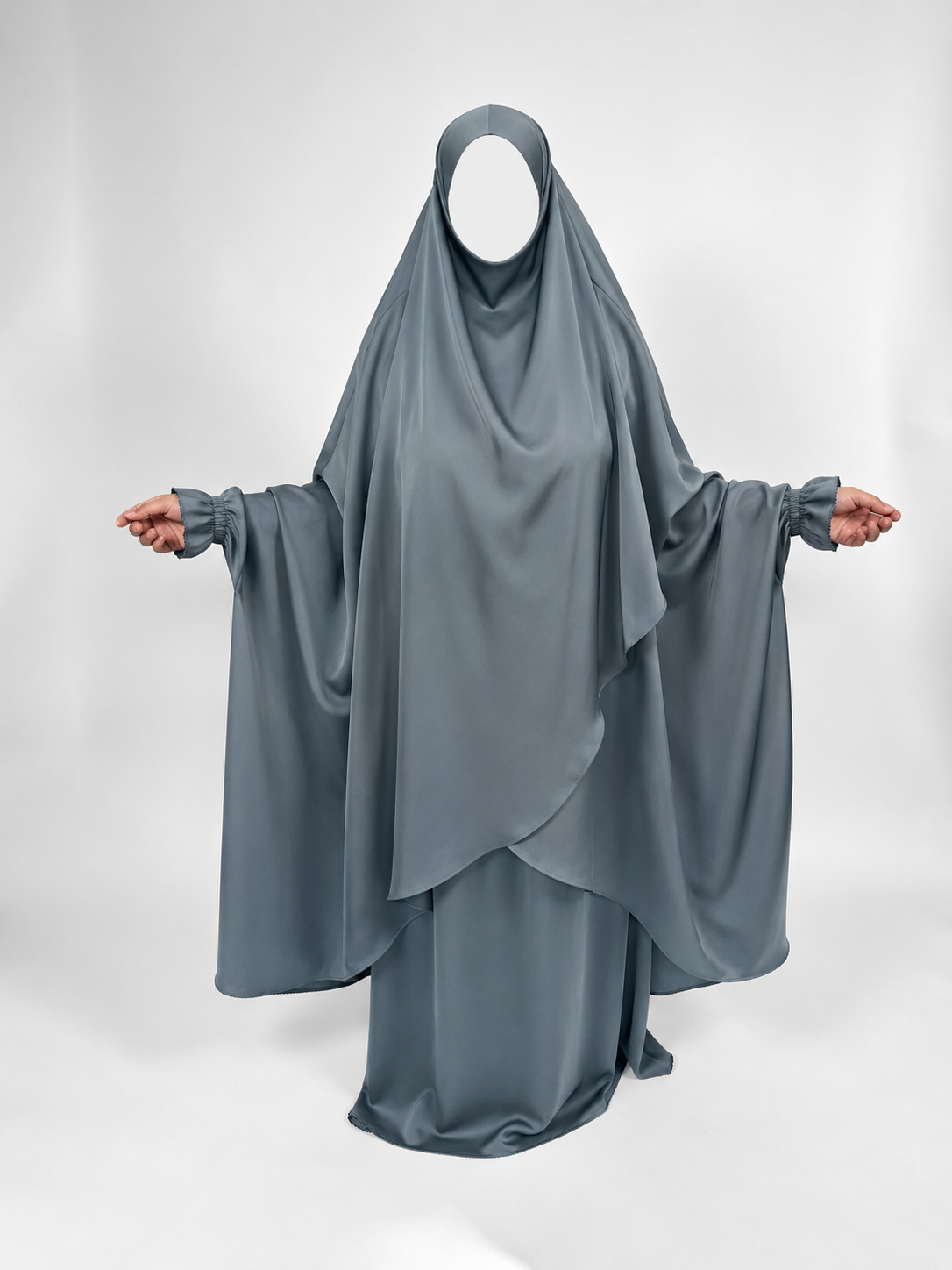 Overlay Jilbab | 2 Piece Nida Jilbab | Elastic Frill Cuff