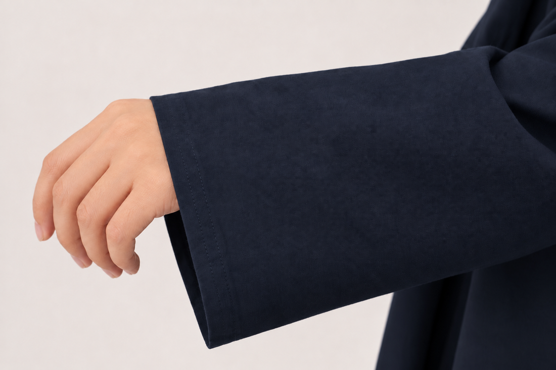 Cotton Straight Abaya | Loose Sleeve | Matte | Navy