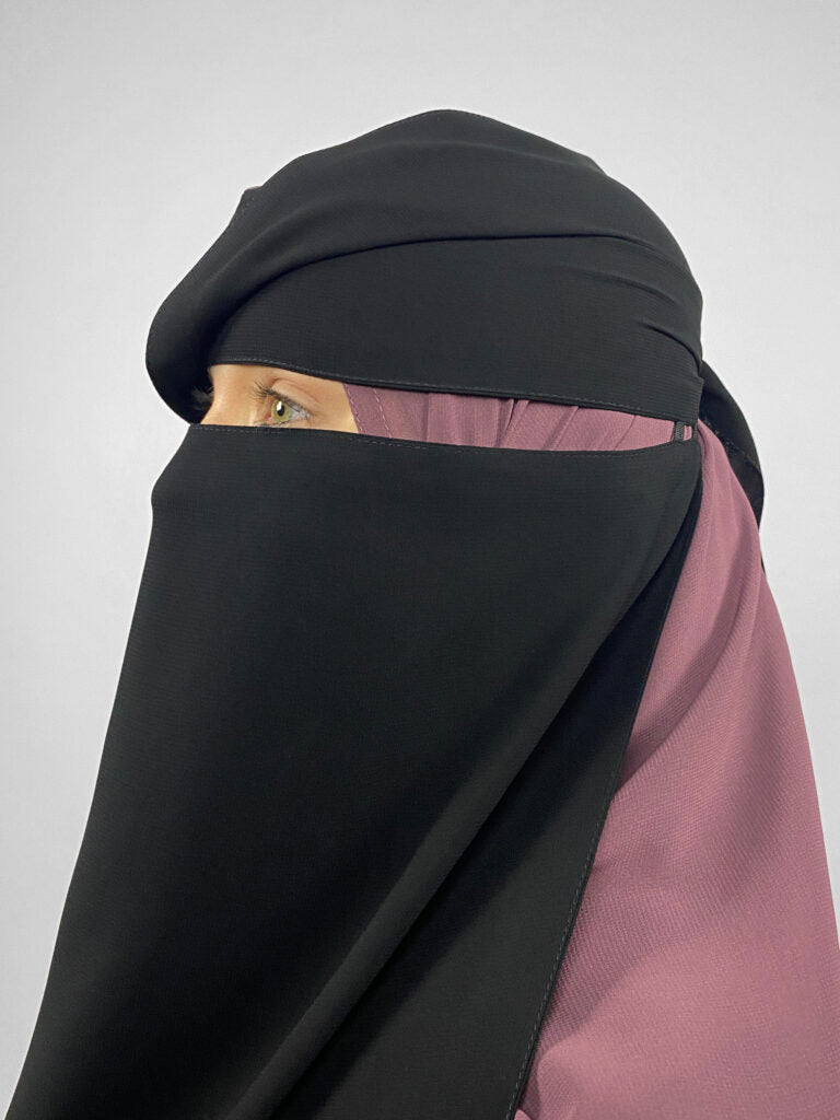 Long Rectangular 2 Layer Niqab | Elastic Sides