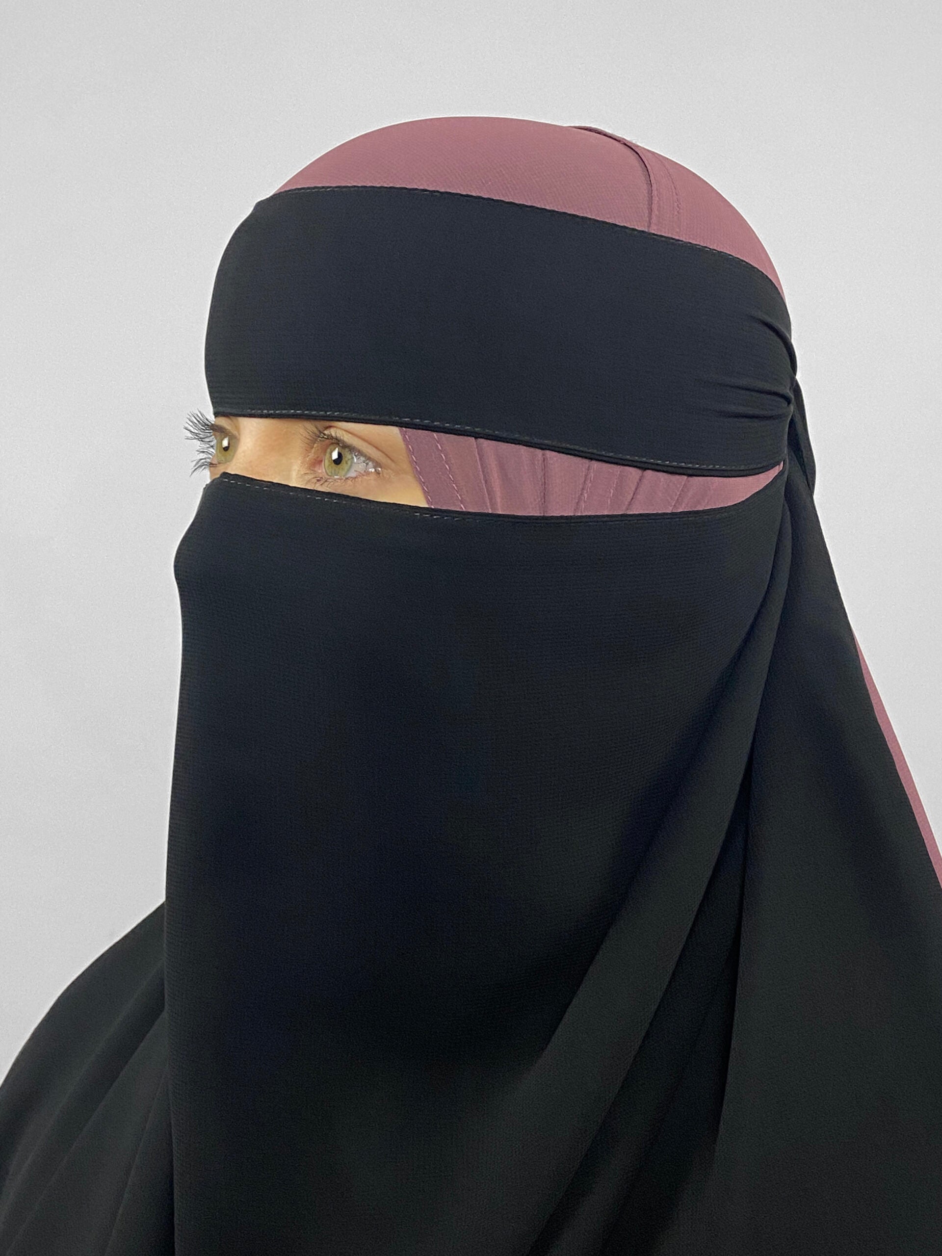 XL 1 Layer Niqab with Elasticated Sides: Black