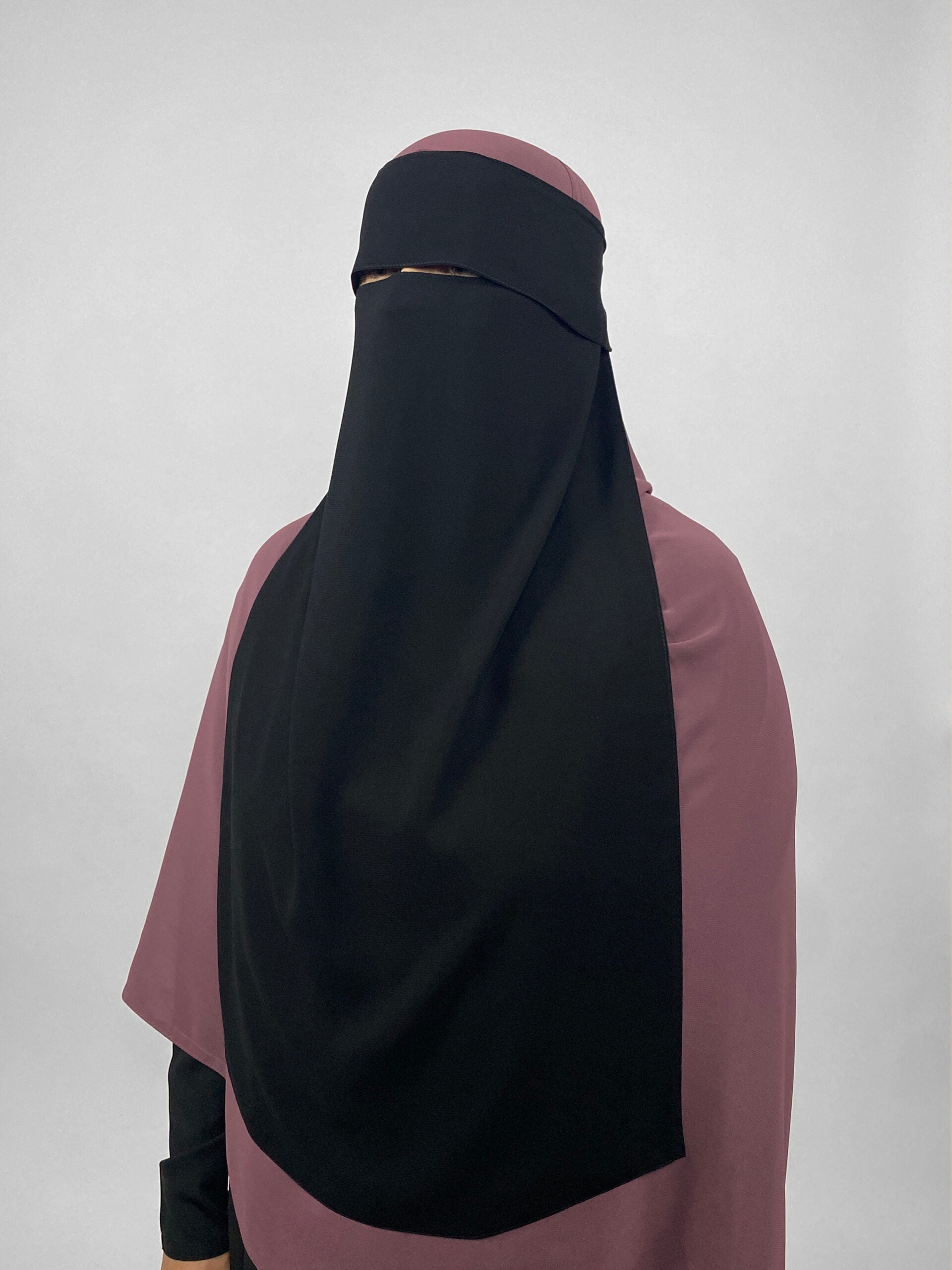 1 Layer Niqab with Eye Flap | Extra Long 24" | No-Pinch