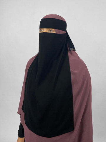 Elastic Sides Pull down Niqab | Long 24" Black
