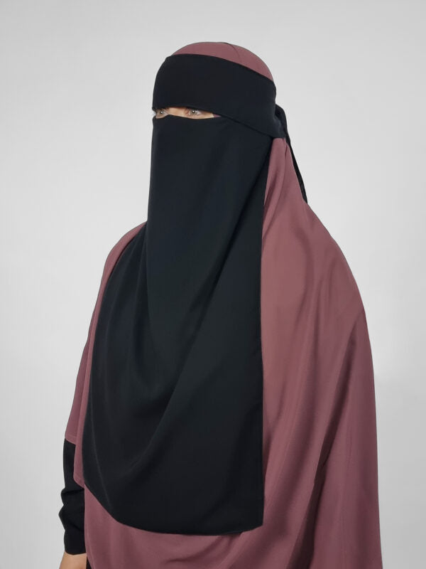 1 Layer Niqab with Eye Flap | Long 20" | No-Pinch