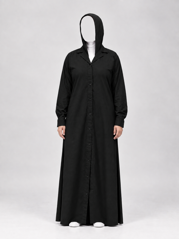 Cotton Modest Co-Ord Set | Shirt Style Abaya with Wide Leg Palazzo Trousers