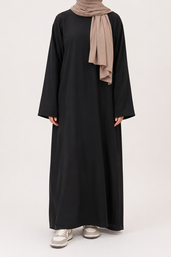 Cotton Straight Abaya | Loose Sleeve | Matte | Black