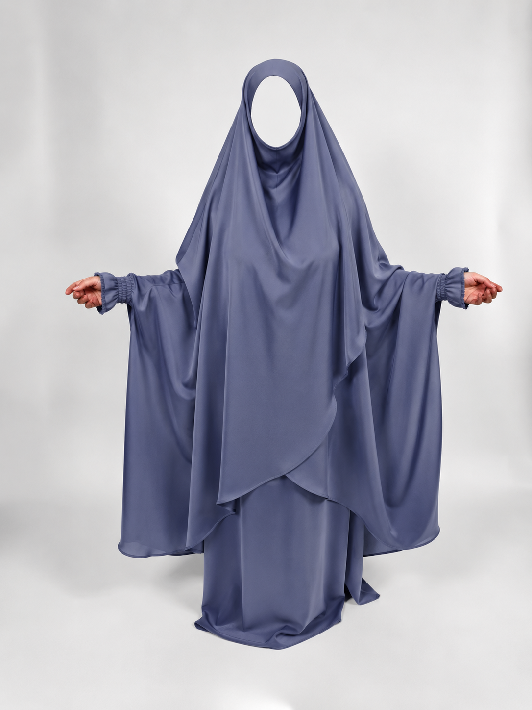 Overlay Jilbab | 2 Piece Nida Jilbab | Elastic Frill Cuff