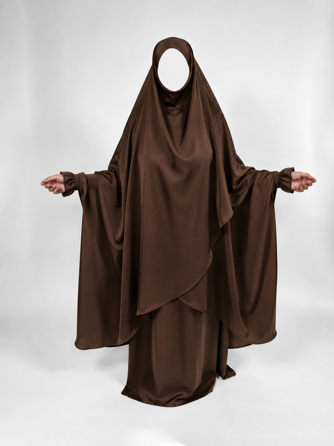 Overlay Jilbab | 2 Piece Nida Jilbab | Elastic Frill Cuff