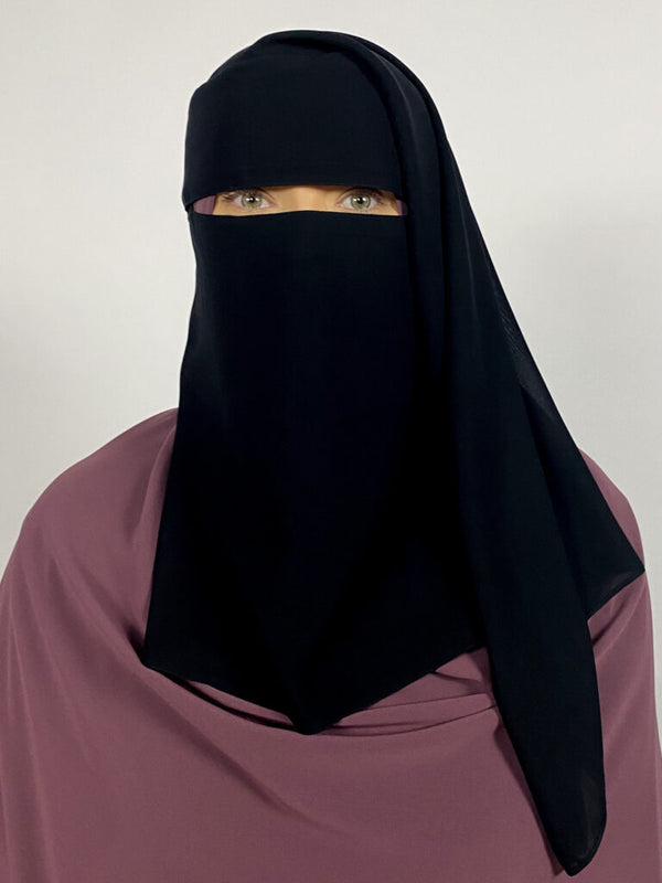 Short 2 Layer Niqab with an Eye Flap