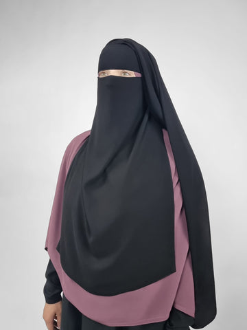 Long Rectangular 2 Layer Niqab | Elastic Sides