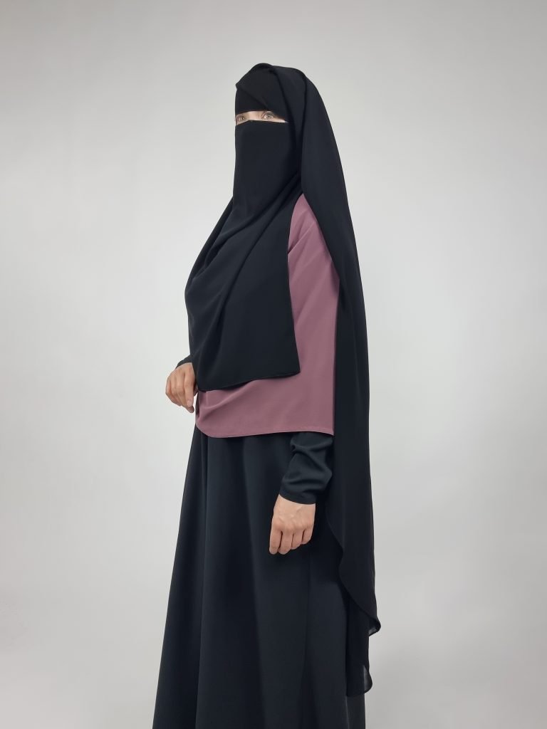 Extra Long 2 Layer Niqab | Eye Flap | Black | Round Back