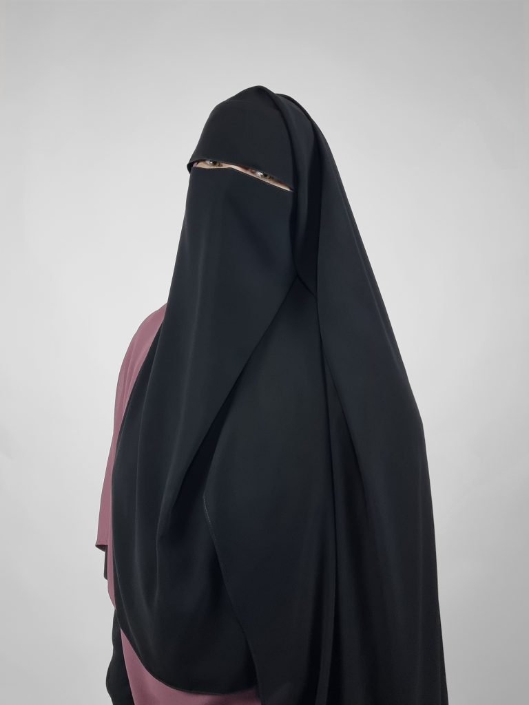Extra Long 2 Layer Niqab | Eye Flap | Black | Round Back