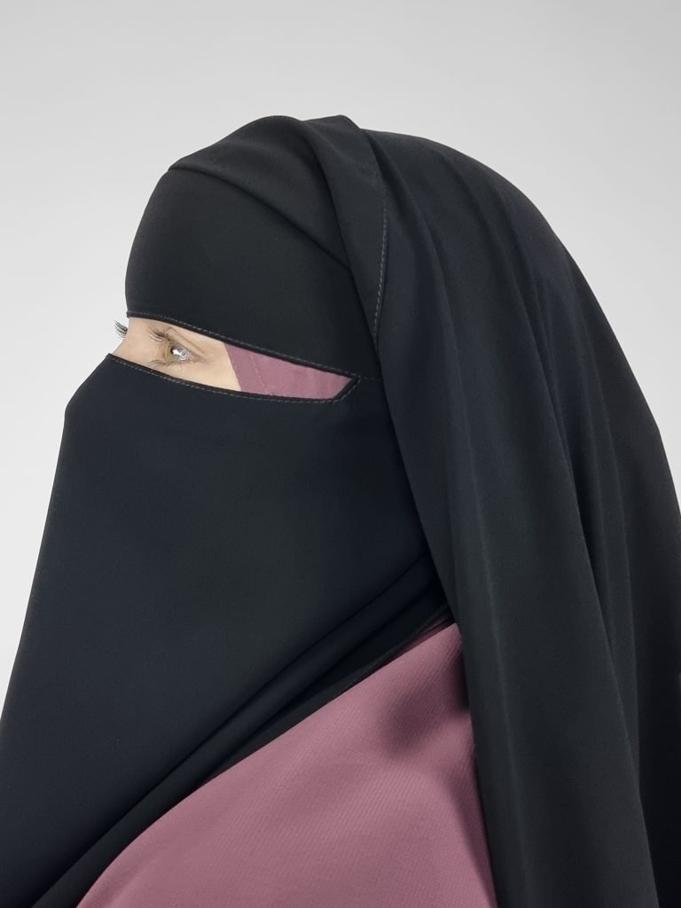 Extra Long 2 Layer Niqab | Eye Flap | Black | Round Back