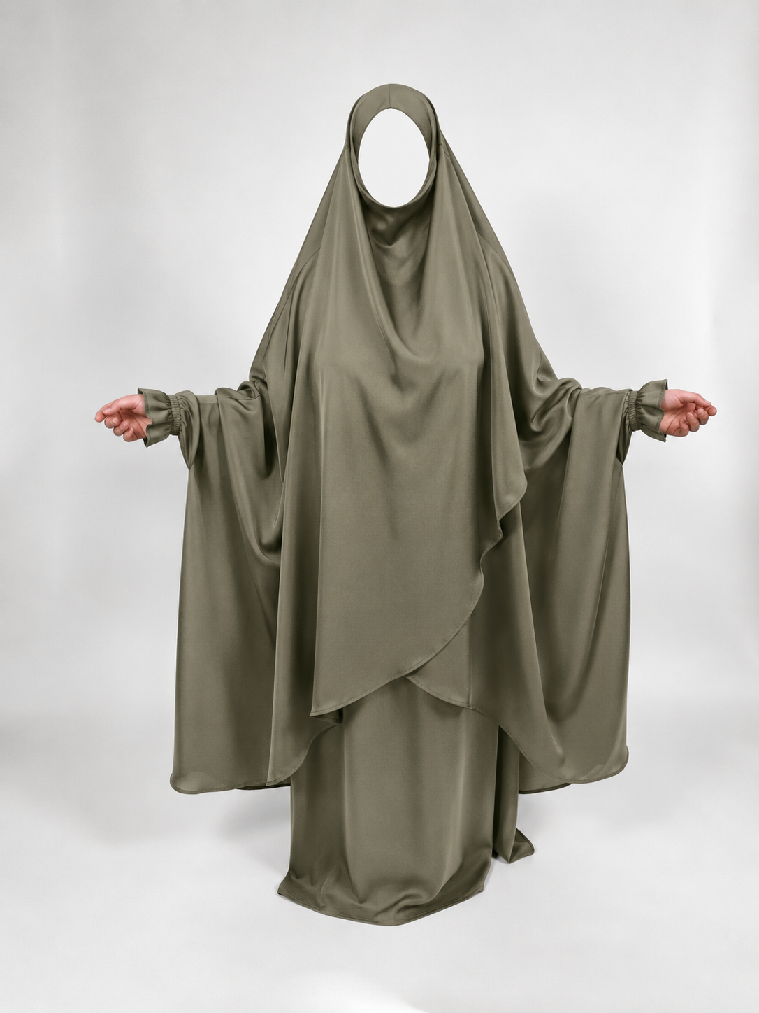 Overlay Jilbab | 2 Piece Nida Jilbab | Elastic Frill Cuff