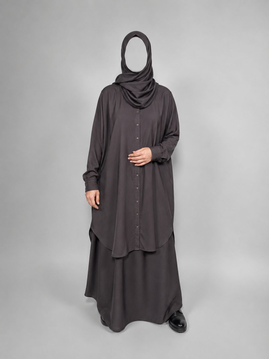 Oversized Buttoned Shirt Set | Black