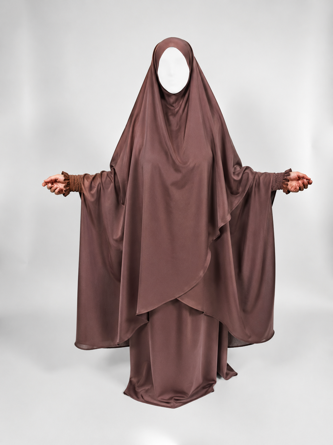 Overlay Jilbab | 2 Piece Nida Jilbab | Elastic Frill Cuff