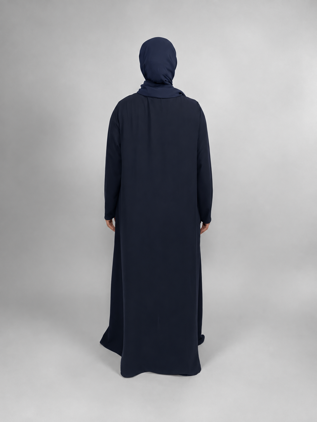 Plain Cotton Abaya with Pockets | Round neck | Matte | Navy