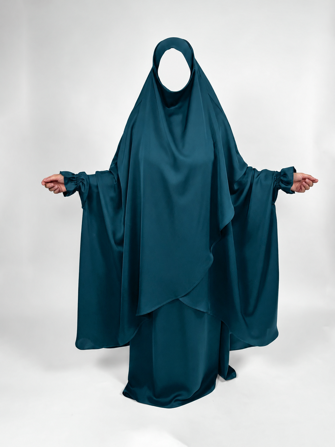 Overlay Jilbab | 2 Piece Nida Jilbab | Elastic Frill Cuff