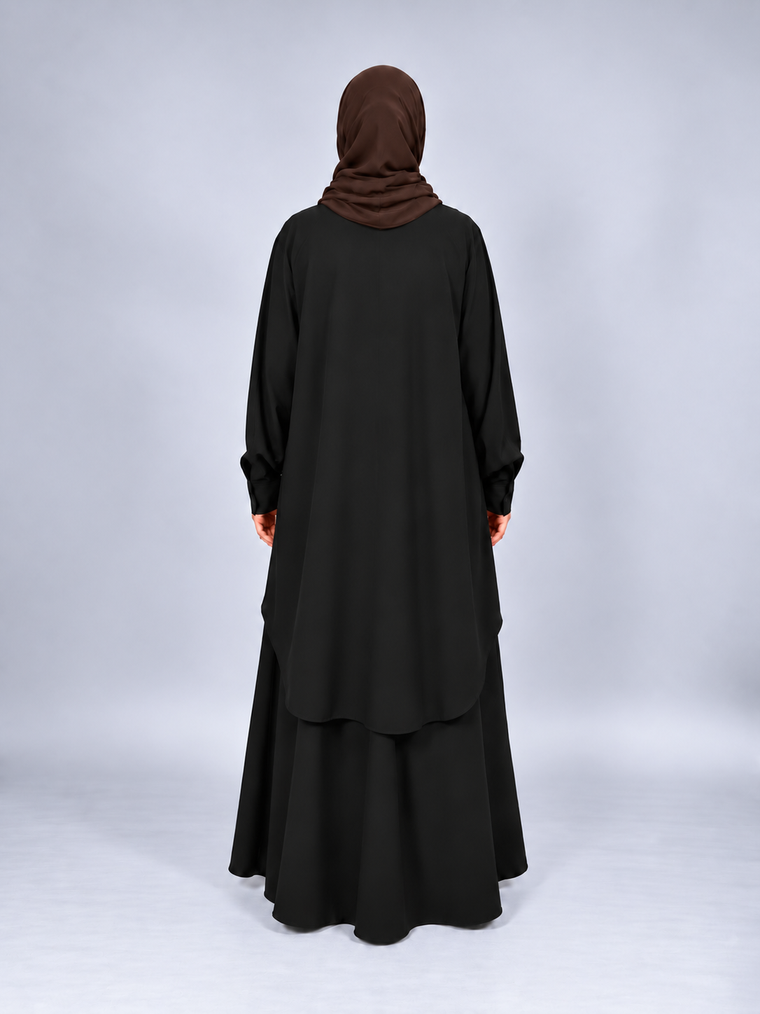 Wash and Wear Modest Co-Ord Set | Oversized Buttoned Shirt Set Black