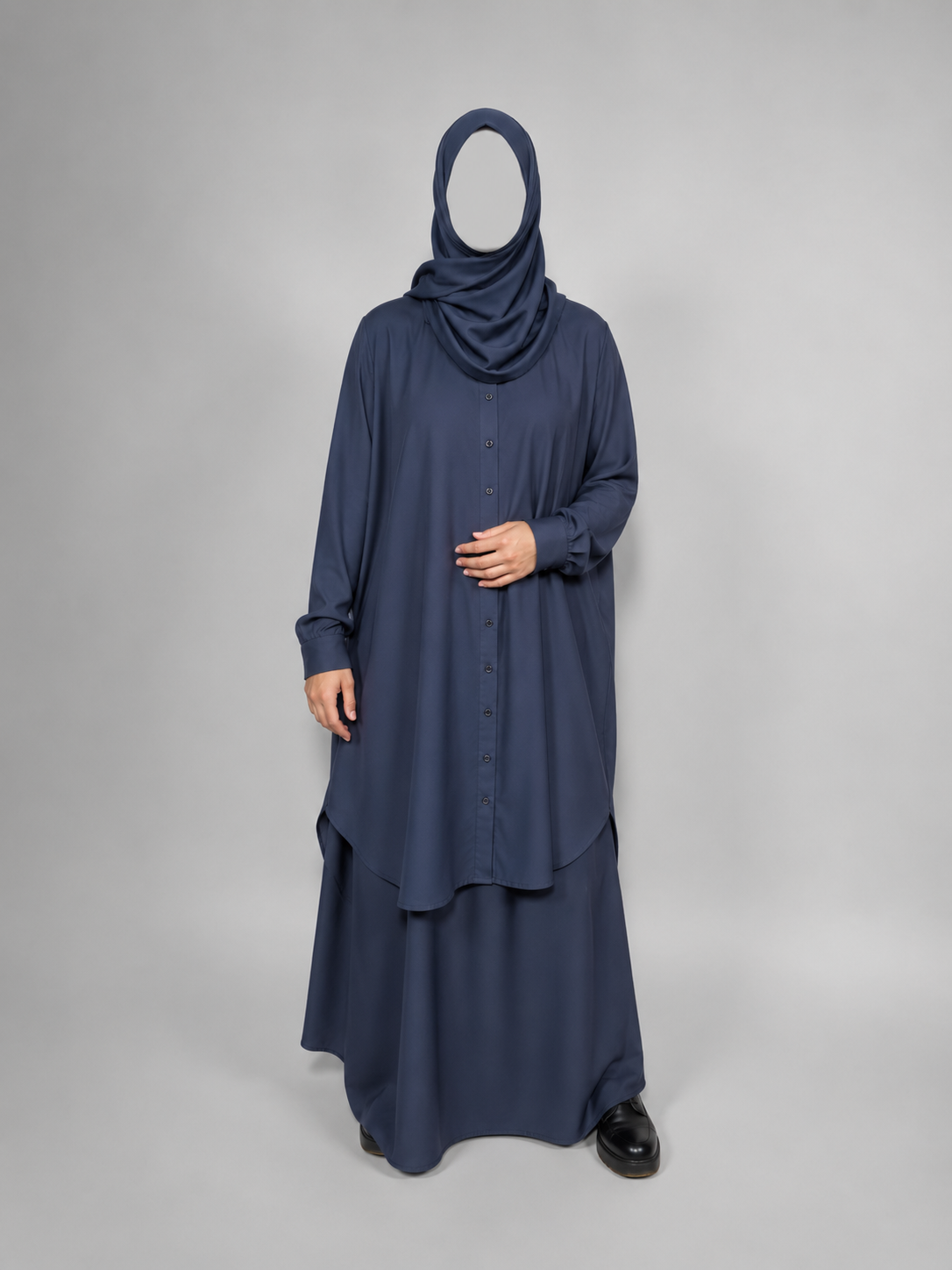 Oversized Buttoned Shirt Set | Black
