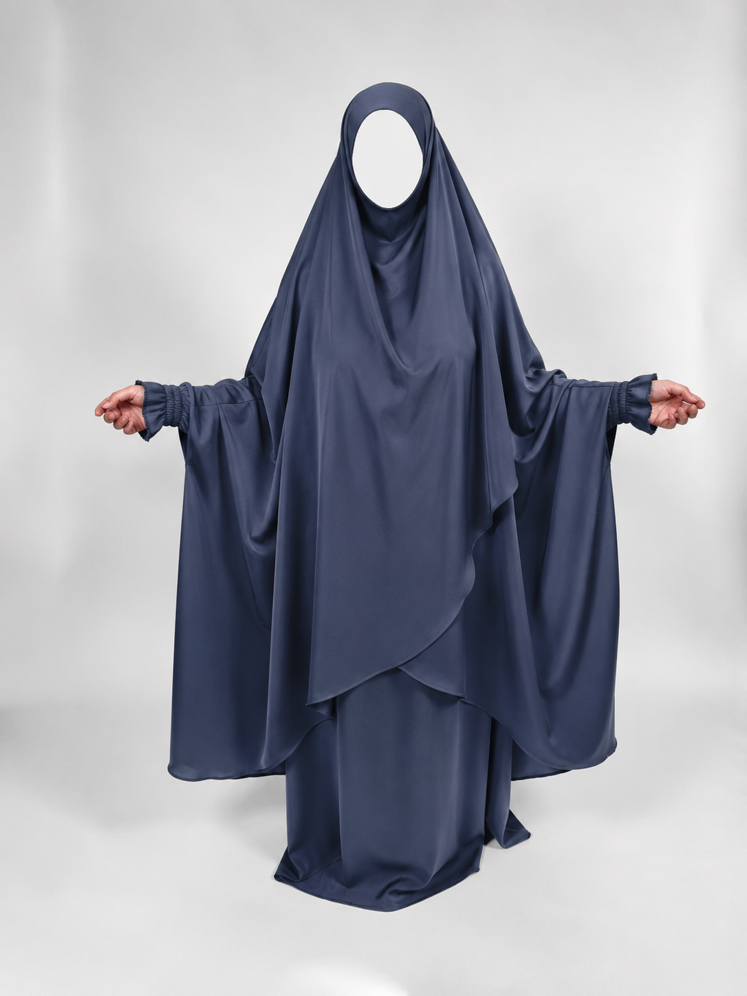 Overlay Jilbab | 2 Piece Nida Jilbab | Elastic Frill Cuff