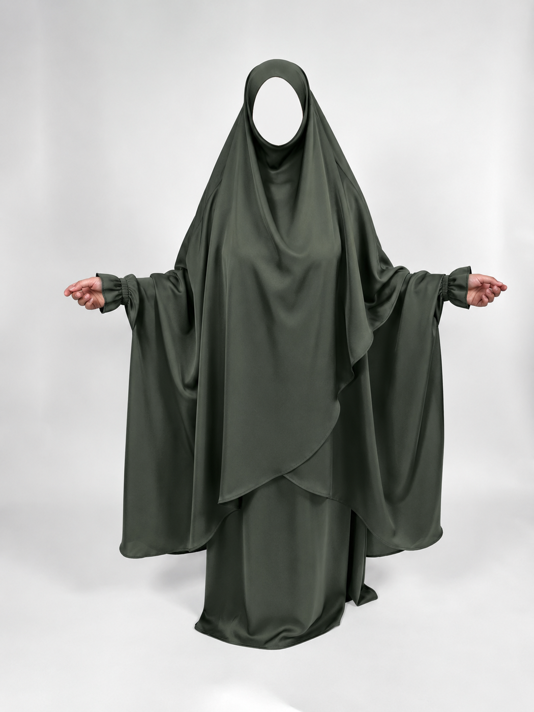 Overlay Jilbab | 2 Piece Nida Jilbab | Elastic Frill Cuff