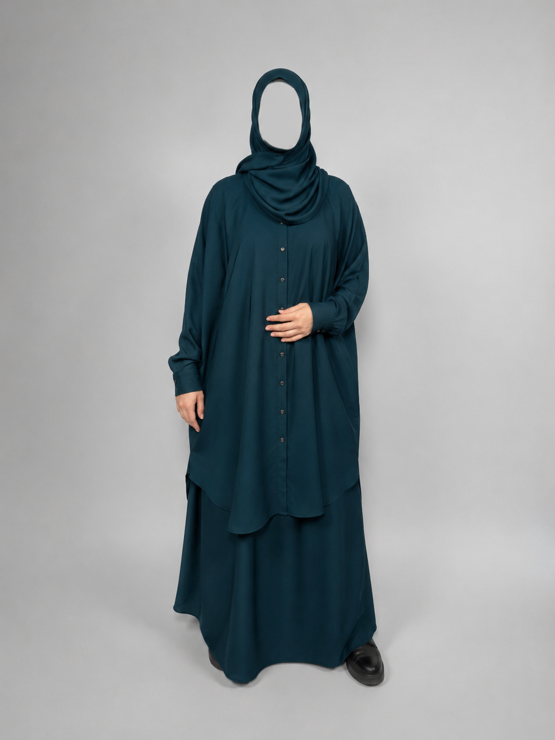 Oversized Buttoned Shirt Set | Black