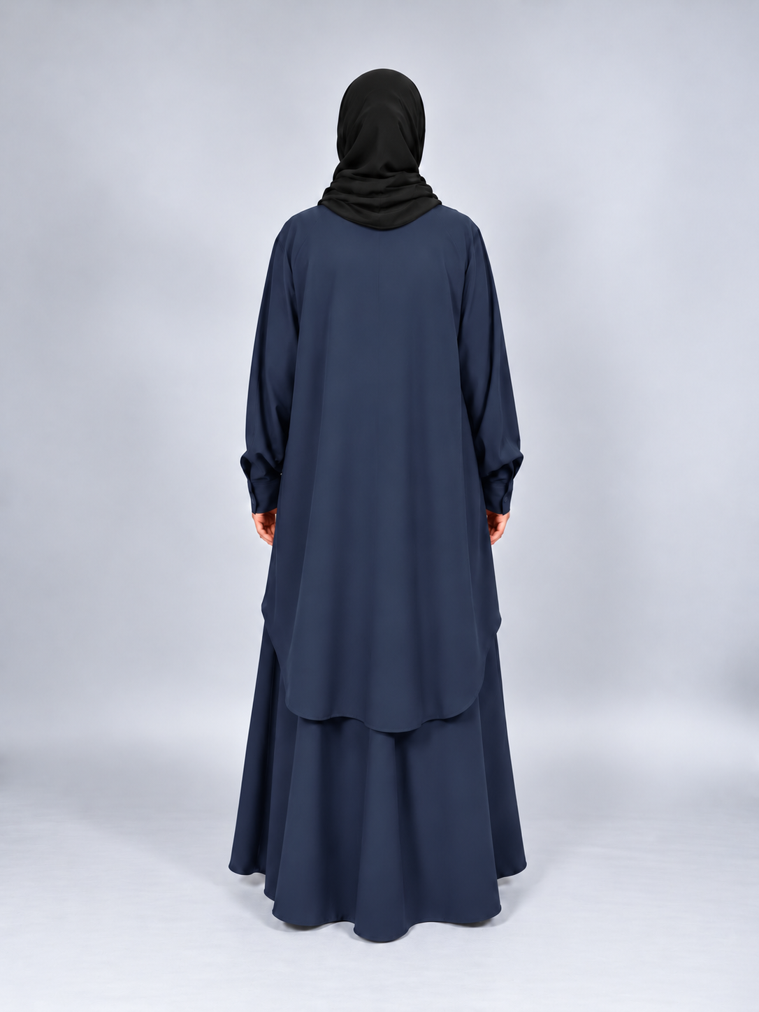 Wash and Wear Modest Co-Ord Set | Oversized Buttoned Shirt Set Navy