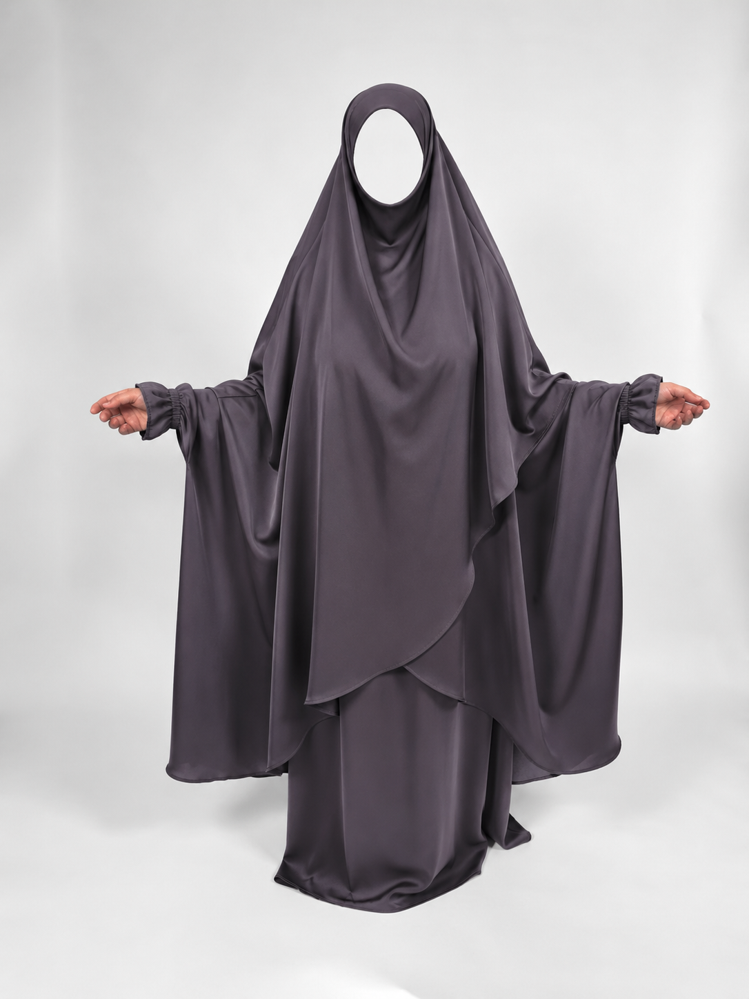 Overlay Jilbab | 2 Piece Nida Jilbab | Elastic Frill Cuff