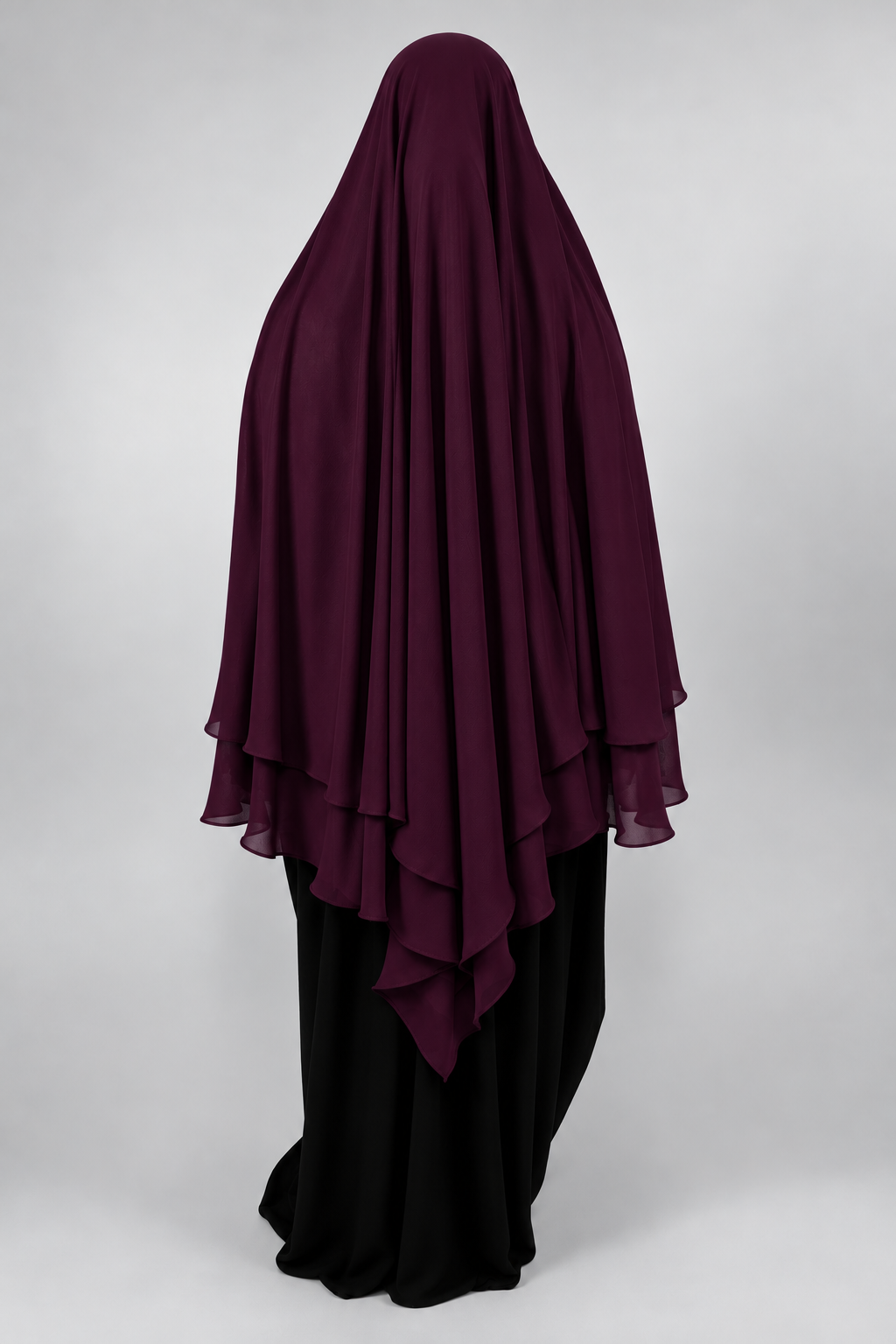 2 Layer Diamond Chiffon Khimar | Burgundy
