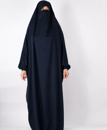 Full Length Puffy Sleeve Jilbab in Navy
