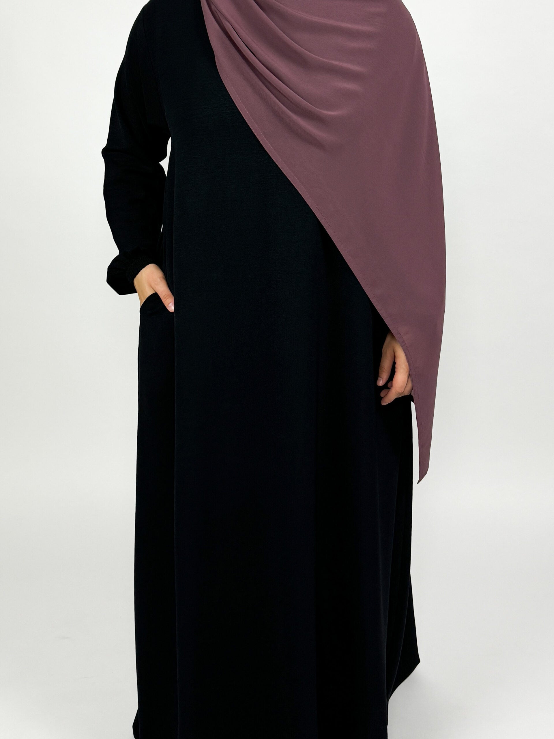 Stretchy Abaya with Elastic Cuffs