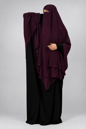 2 Layer Diamond Chiffon Khimar | Burgundy