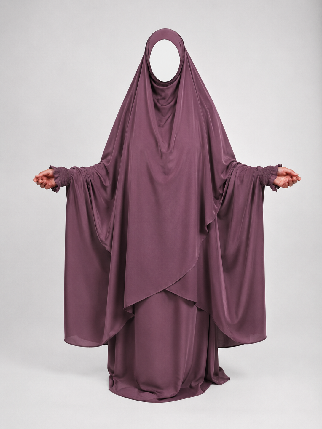 Overlay Jilbab | 2 Piece Nida Jilbab | Elastic Frill Cuff
