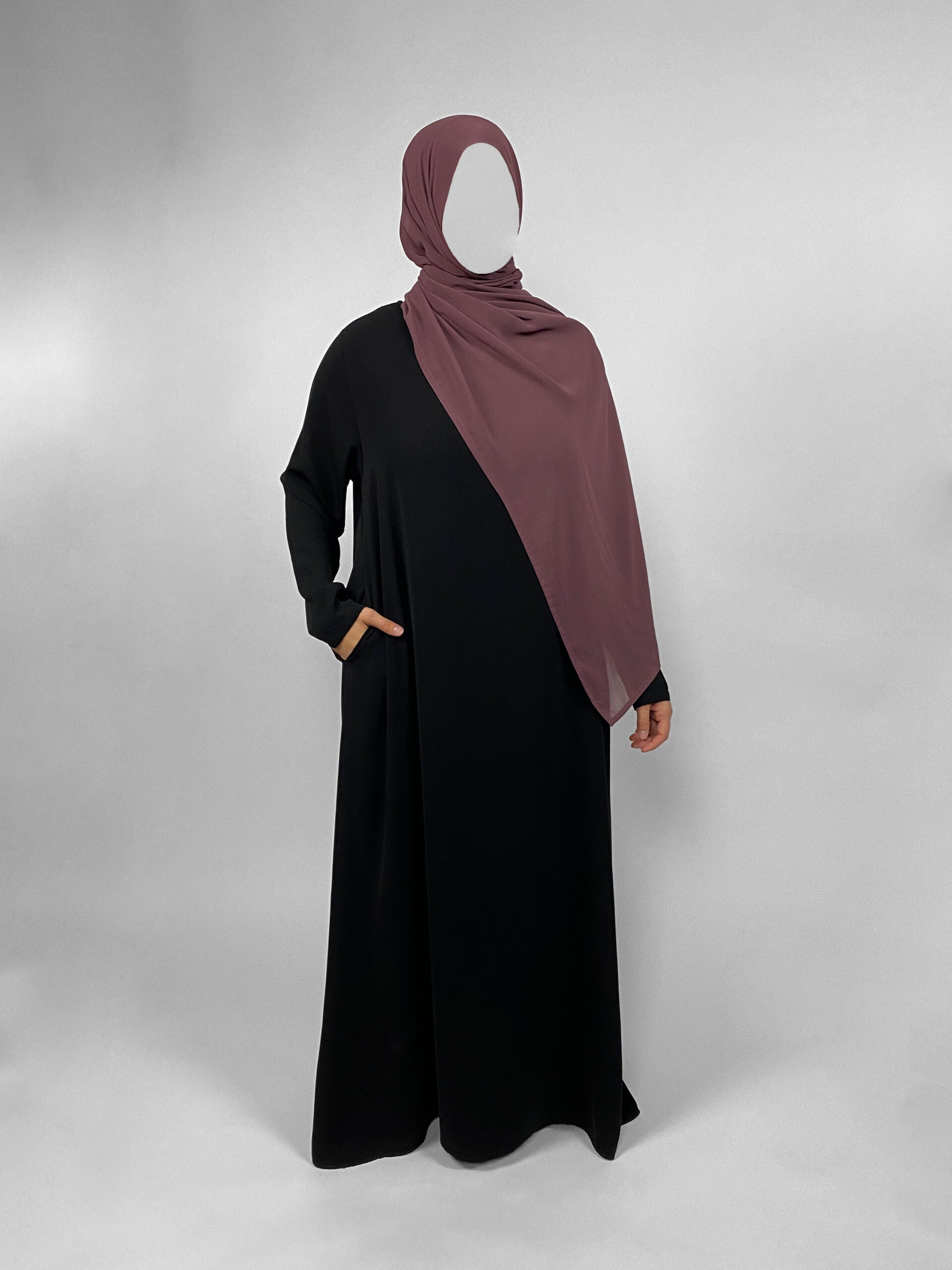 Plain Abaya with Pockets | Round neck | Matte
