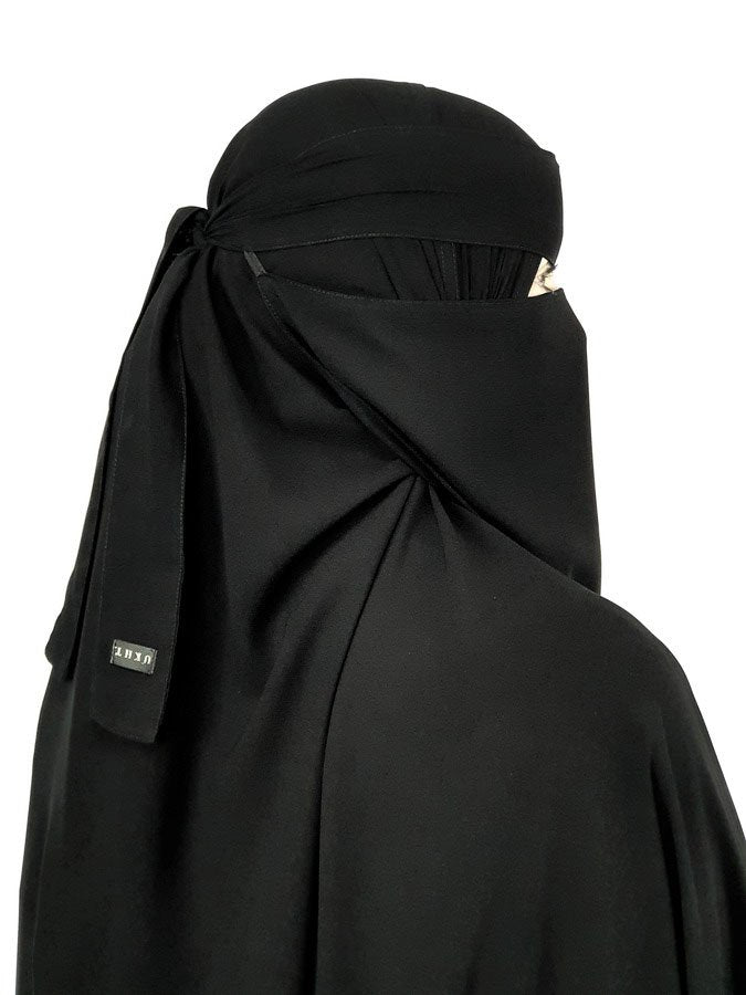 Elastic Sides Pull down Niqab | Long 24" Black