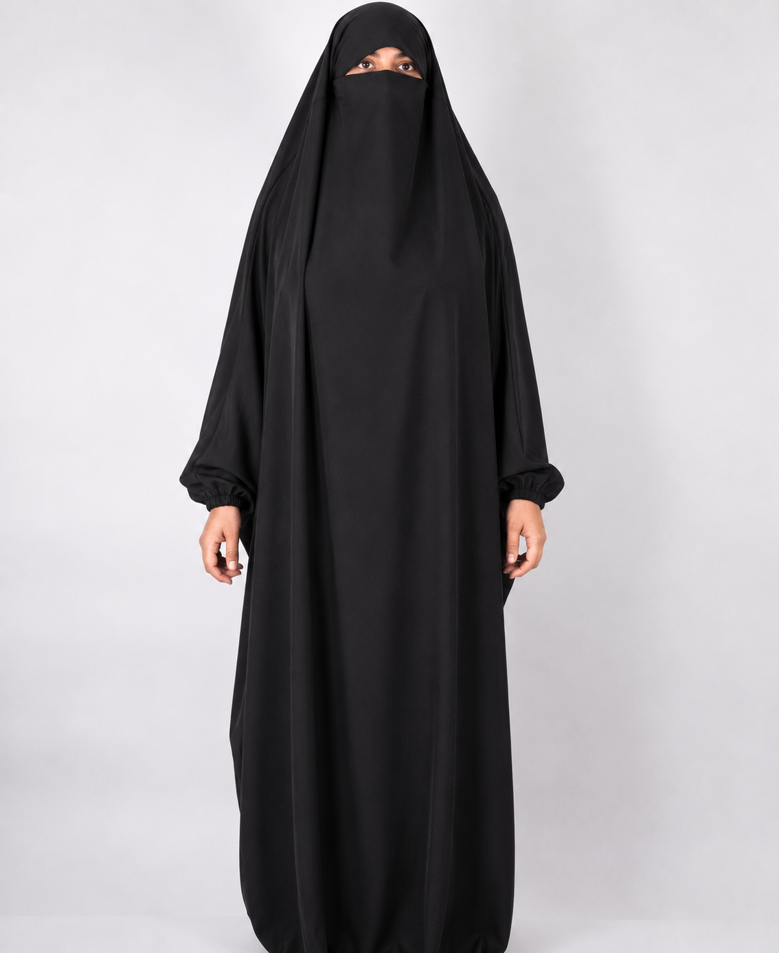 Full Length Puffy Sleeve Jilbab in Black