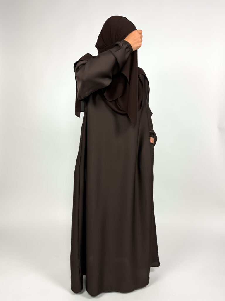 Straight Abaya with Elastic Cuff | Nida | Black