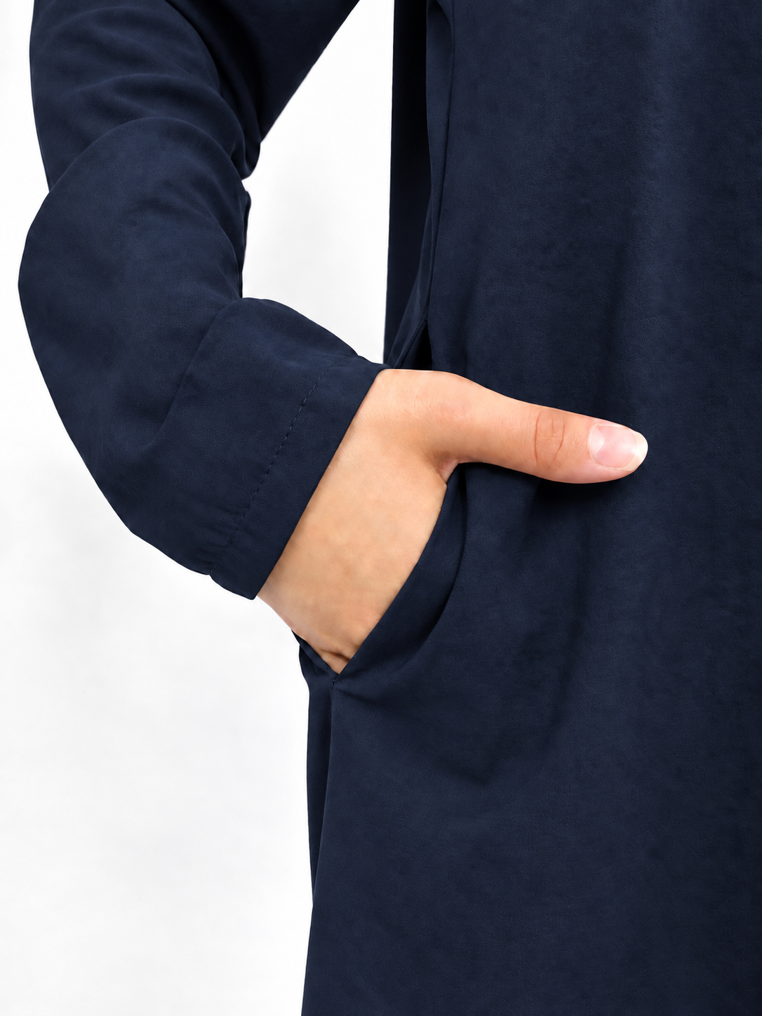 Plain Cotton Abaya with Pockets | Round neck | Matte | Navy