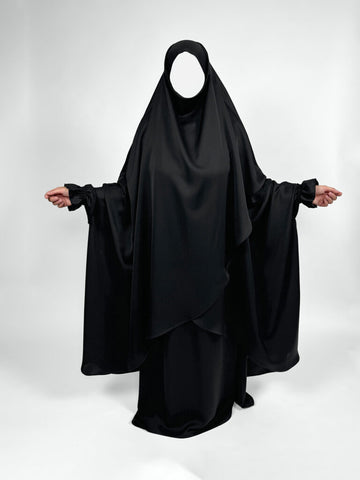 Overlay Jilbab | 2 Piece Nida Jilbab | Elastic Frill Cuff