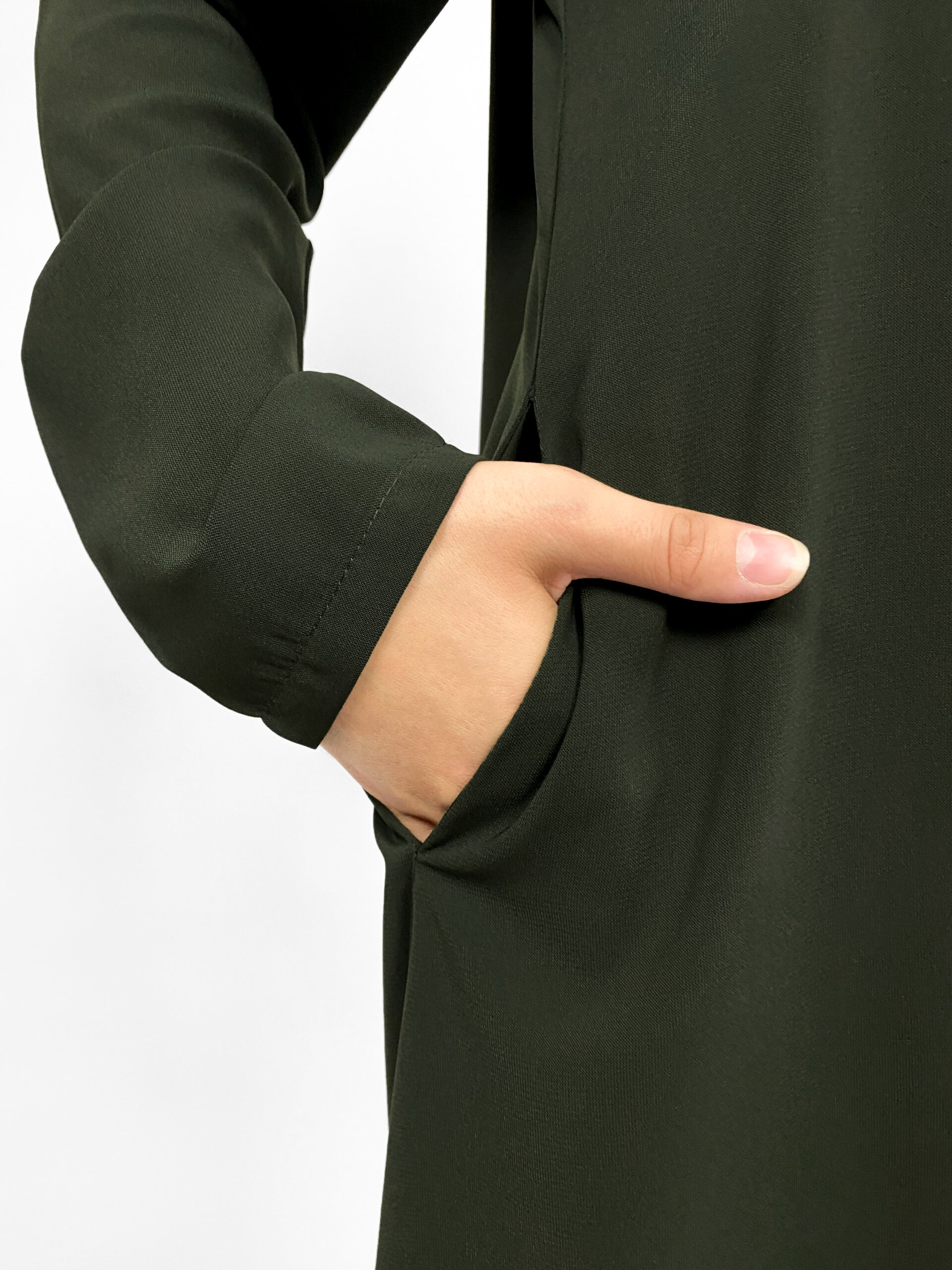 Plain Abaya with Pockets | Round neck | Matte