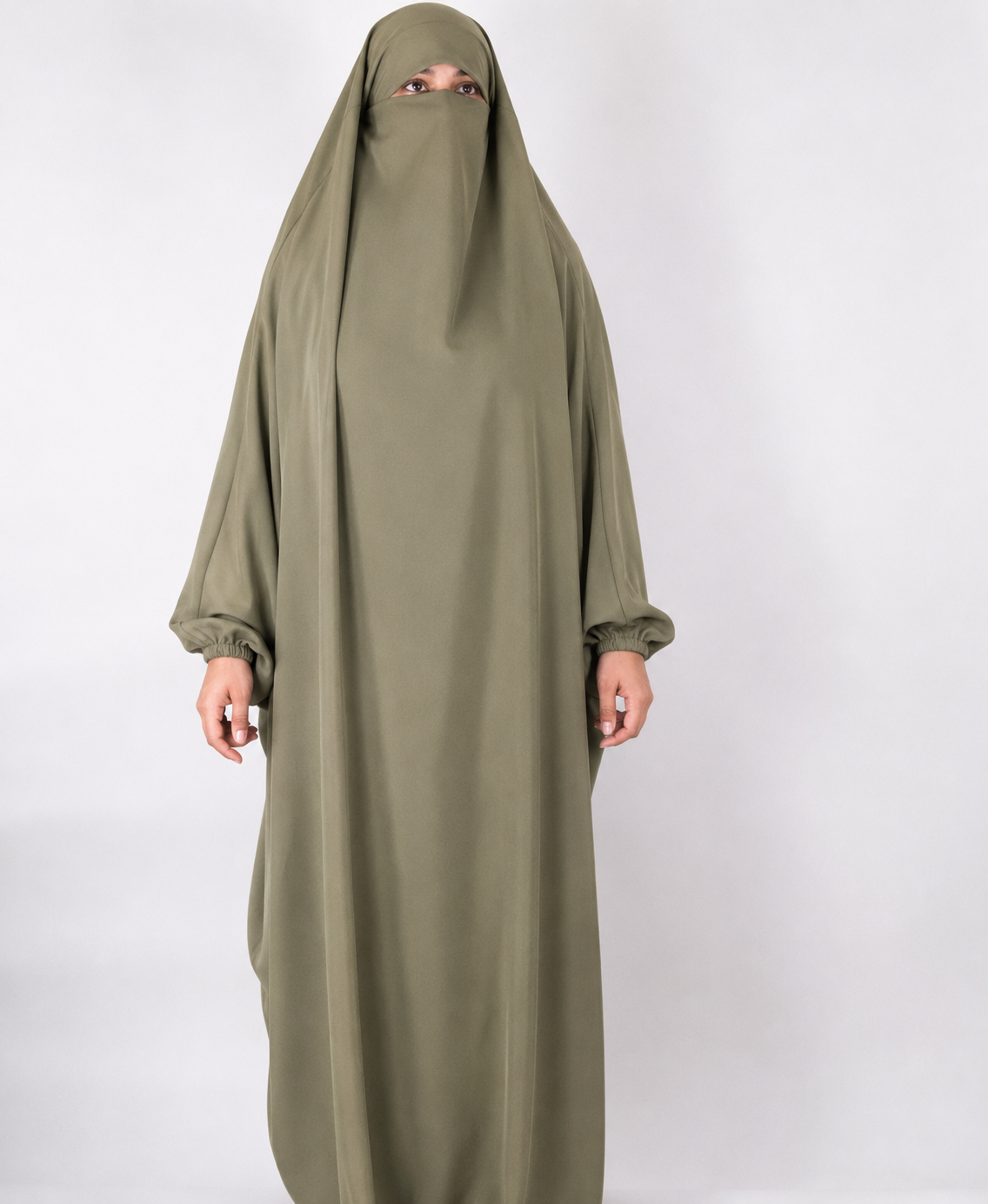 Full Length Puffy Sleeve Jilbab in Desert Sage