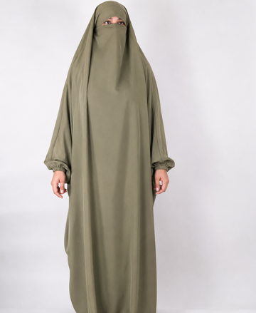 Full Length Puffy Sleeve Jilbab in Desert Sage