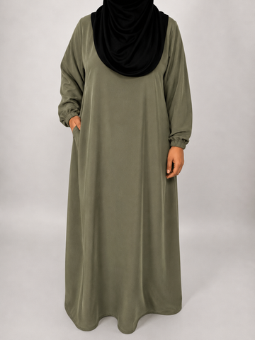 Straight Abaya with Elastic Cuff | Nida | Desert Sage