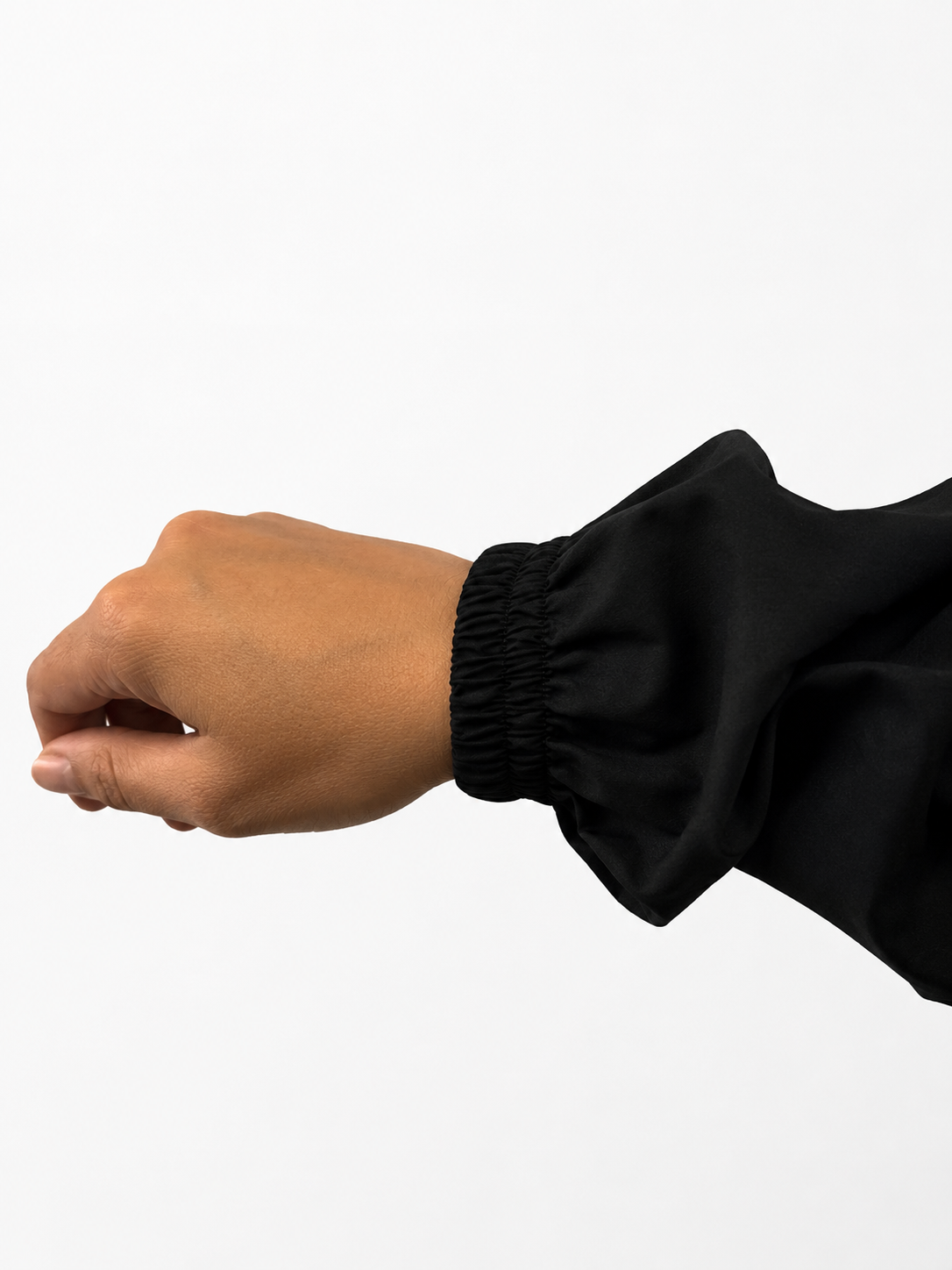 Cotton Straight Abaya with Elastic Cuff | Matte | Black