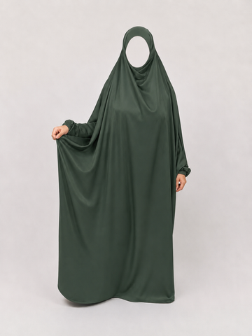 1 Piece Jilbab | Elastic Cuff | Nida | Emerald Noir