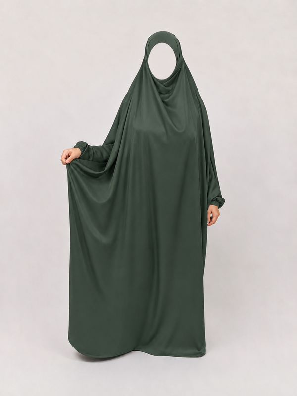 1 Piece Jilbab | Elastic Cuff | Nida | Emerald Noir
