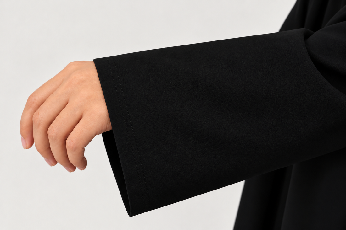 Wash and Wear Oversized Abaya | Loose Folded Sleeve |Black|