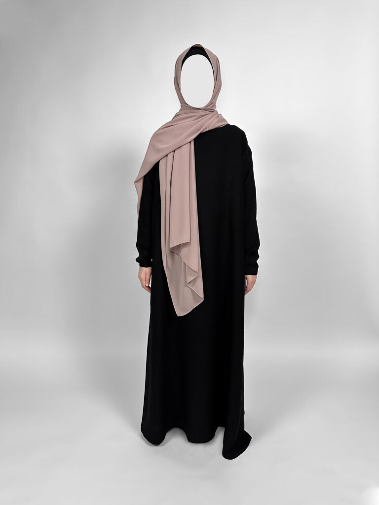 Girls Plain Matte Abaya with Pockets & Straight Sleeves | Round neck