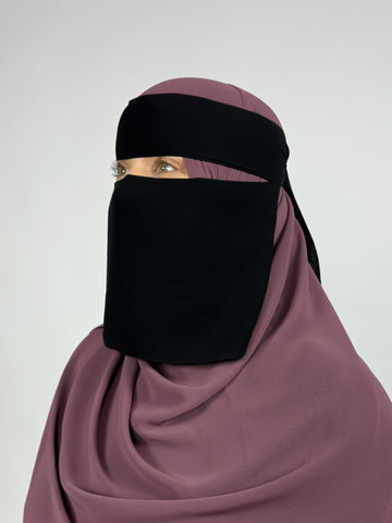 Extra Short 7" 1 Layer Wide Eye Niqab | Black